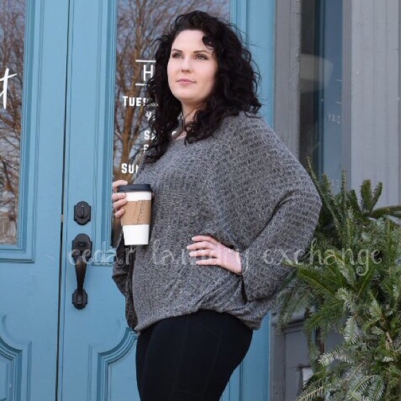 Charcoal Dolman Sleeve Knit Top - Picture 4 of 8